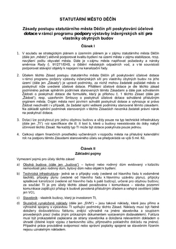 18 - Zásady postupu statutárního města Děčín při poskytování účelové dotace v rámci programu podpory výstavby inženýrských sítí pro vlastníky obytných budov