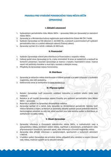 Pravidla pro vydávání periodického tisku města Děčín (Zpravodaj)