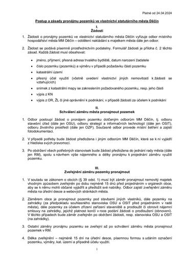 03 - Postup a zásady pronájmu pozemků ve vlastnictví města Děčín