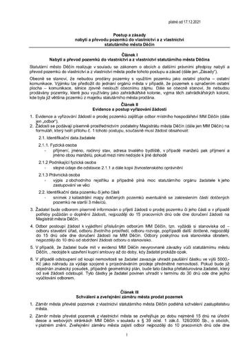 02 - Postup a zásady nabytí a převodu pozemků do vlastnictví a z vlastnictví města Děčín