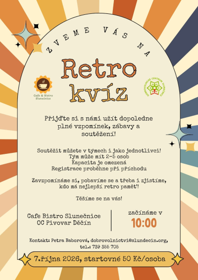 Retro kvíz pro seniory v Café Bistro Slunečnice Děčín
