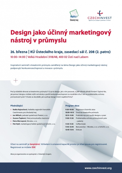 Pozvánka na seminář Design jako účinný marketingový nástroj v průmyslu