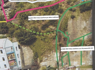 Jeden z nástupů na ferratu bude dočasně uzavřen