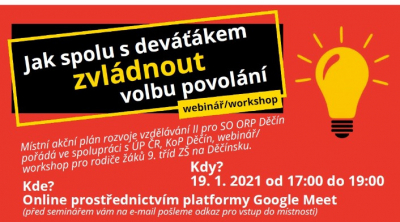 Webinář poradí, jak spolu s deváťákem zvládnout volbu povolání
