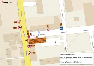 Oprava dešťového pera uliční vpusti v křižovatce ulic Žerotínova a Litoměřická