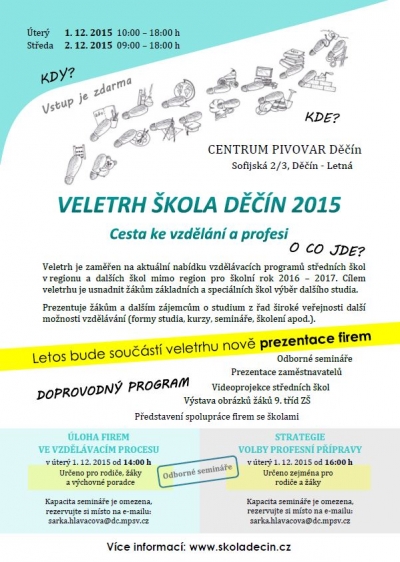 Veletrh škola Děčín 2015 bude letos v Pivovaru