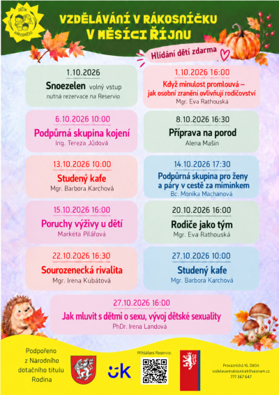 Vzdělávání v Rákosníčku v měsící říjnu