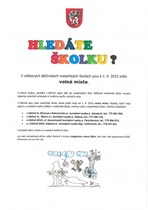 Některé mateřské školy mají od září volná místa