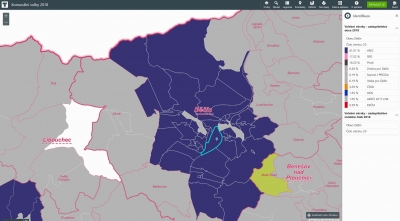 Výsledky voleb dle volebních okrsků - grafy a přehledně nad mapou