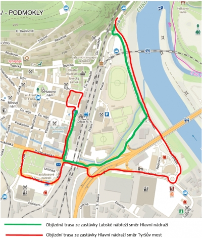 Autobusy v Podmoklech budou jezdit po objízdných trasách