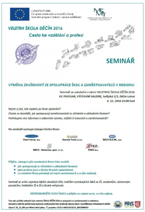 Končí vaše děti základní školu a nevíte co dál? Právě pro vás je určen Veletrh škola Děčín 2016